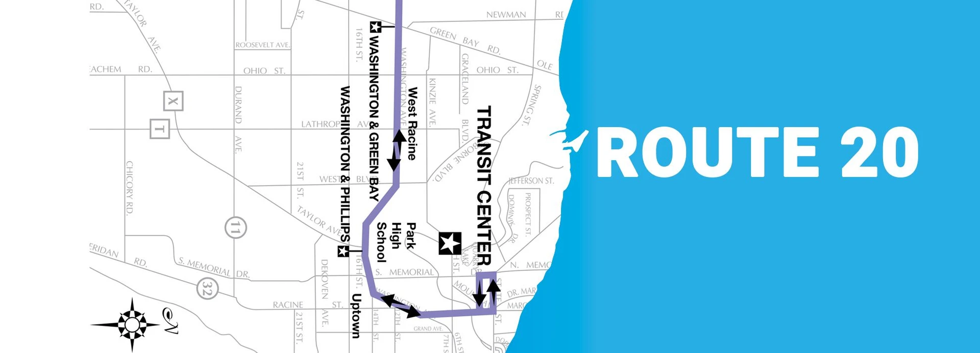 RYDE Racine Transportation Route 20