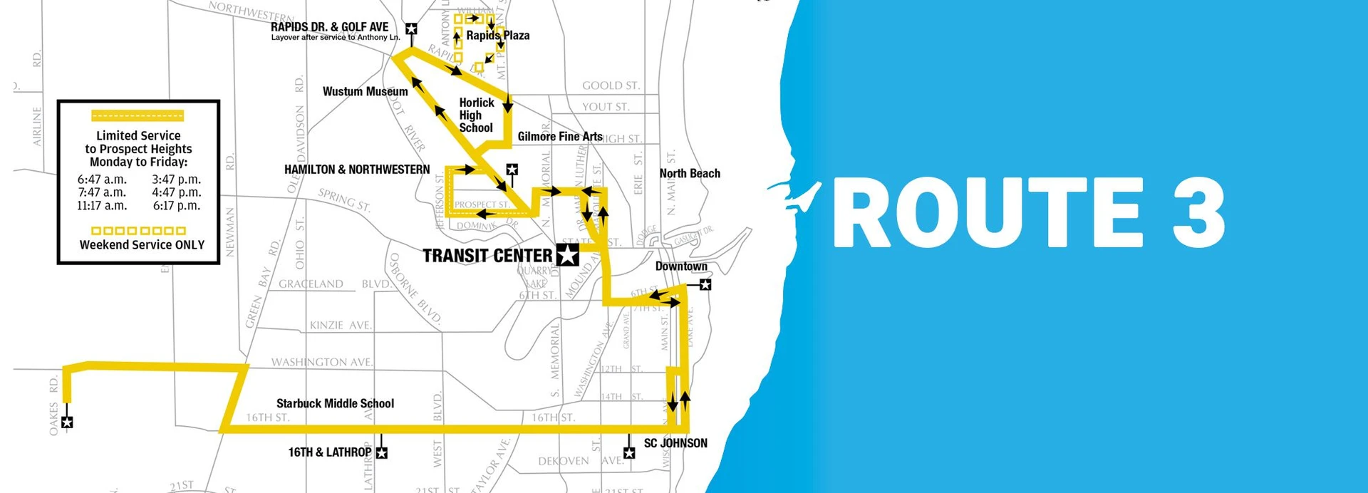 RYDE Racine Transportation Route 3