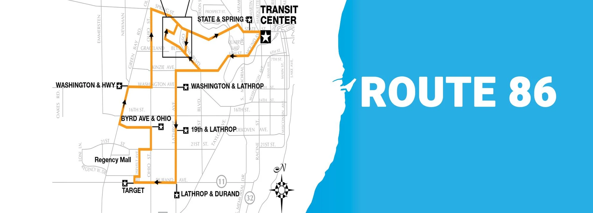 RYDE Racine Transportation Route 86